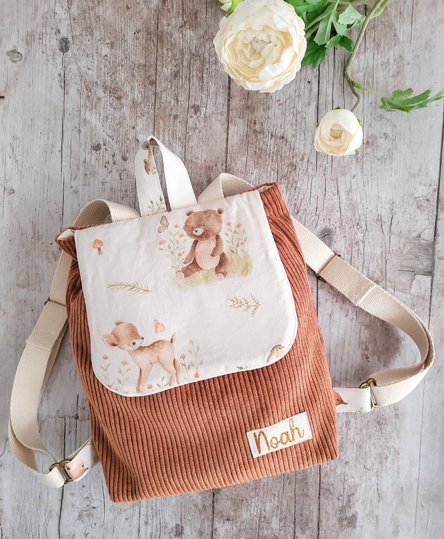 Sac maternelle Velours rouille