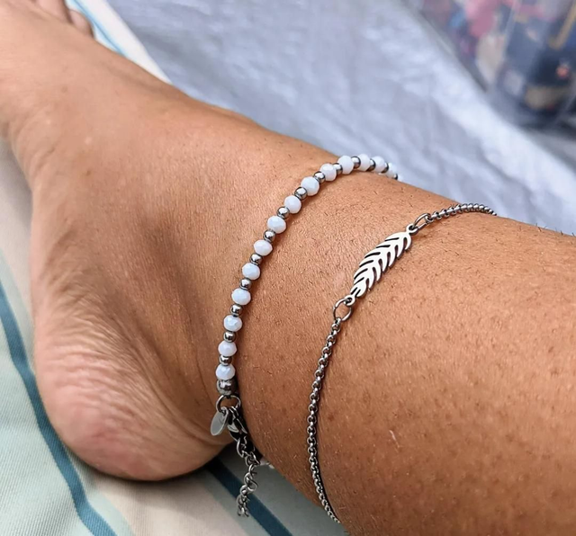 Stainless Steel Anklet with Feather Charm 
