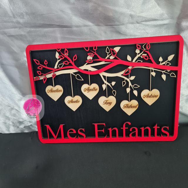 Cadre coeur famille - cadeau personnalisé pour maman