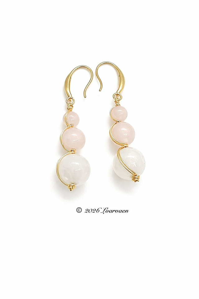 Boucles d’oreilles crochets Quartz Rose