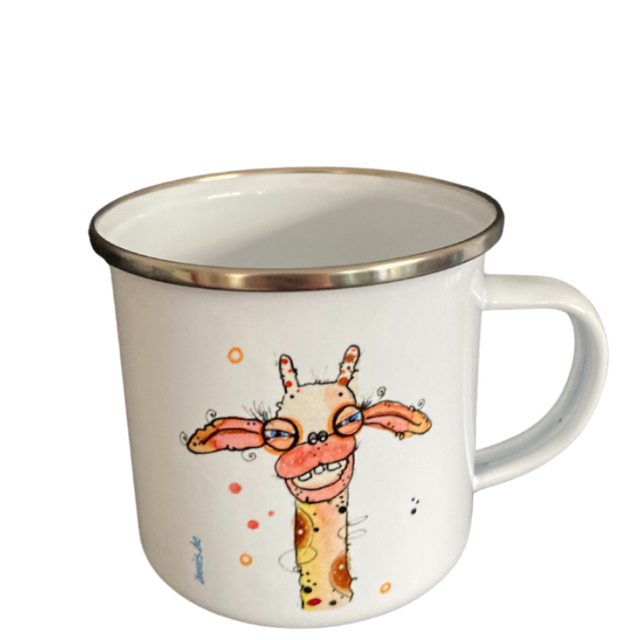 Emailletasse "Grinse-Giraffe"
