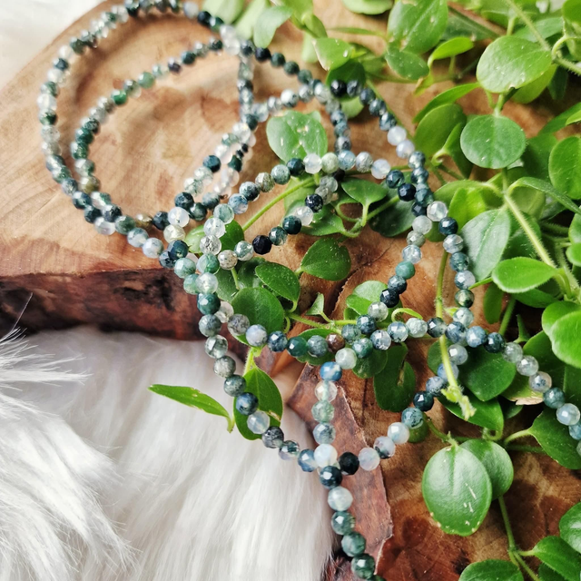 Faceted moss agate bracelet 