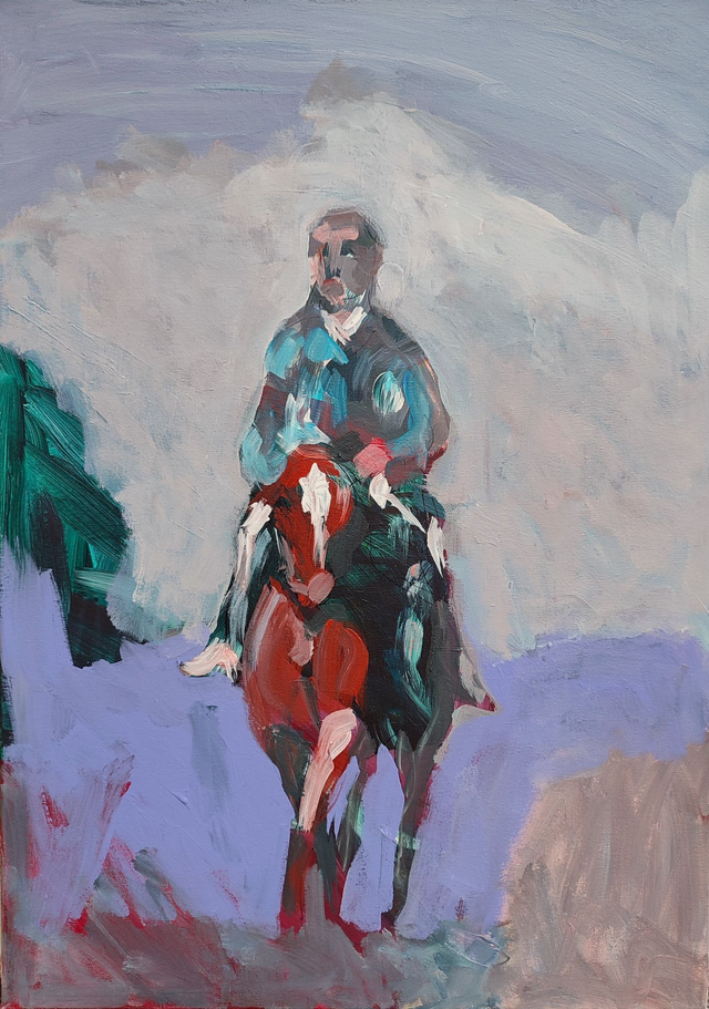 Jeździec, 70x50 akryl płótno 2023