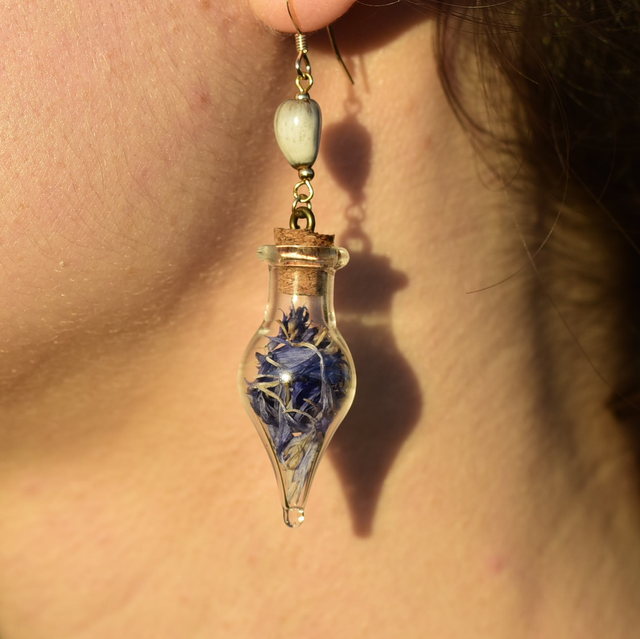 boucles d’oreilles fioles bleuet