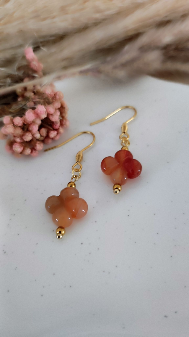 Boucles d'oreilles Trèfle Cornaline