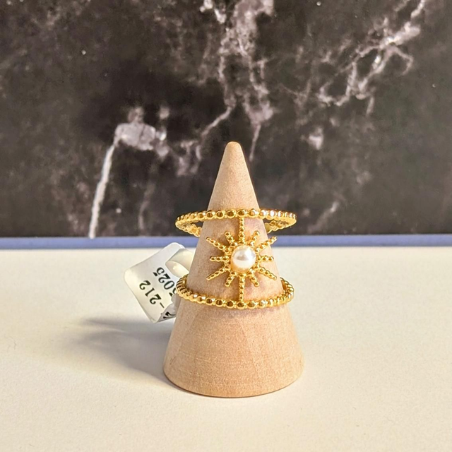 Bague soleil blanc doré 