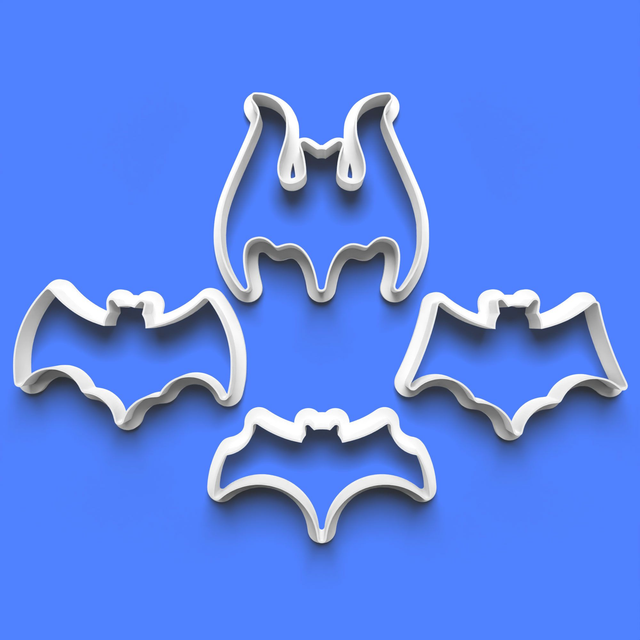 Halloween bats Cutter Embosser Set of 4 Cookie Cutters &amp; Stamps Biscuit Mould Debossed