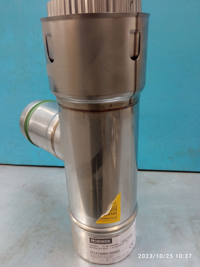 Flexible - Te 90° PGaine - Emboitement Griffaflex Haut - D 100 Reduit 80 - Viton - 2FLET090D10080V 