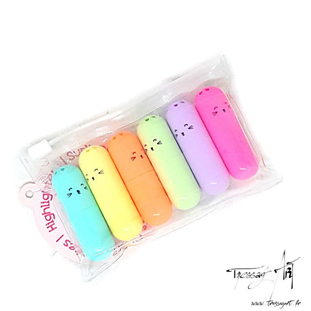 REX LONDON - MINI SURLIGNEURS FLUO CHATS - RE011
