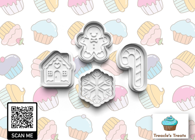 Christmas Theme Fondant/cookie stamps with cutters 0978 