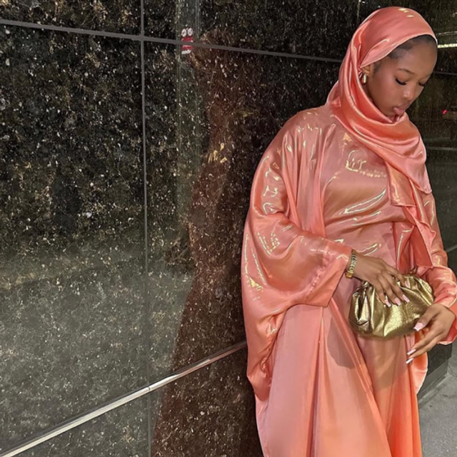 Peach Pink Zereen Abaya