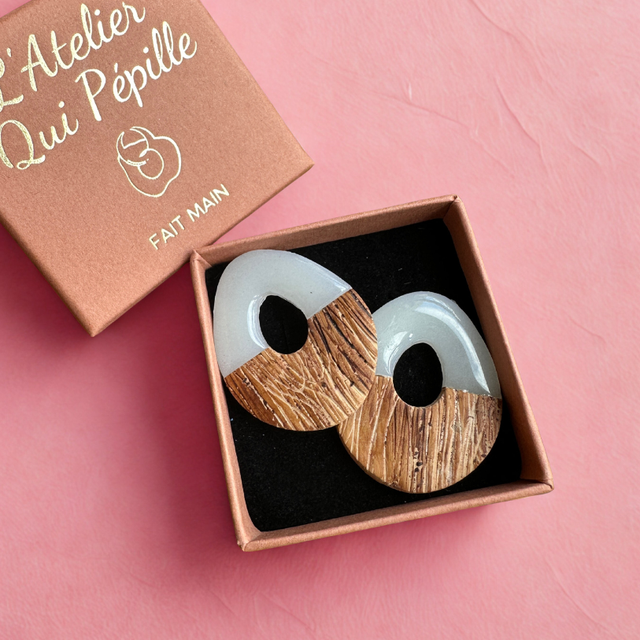 Gouttes XL Blanc translucide et effet bois