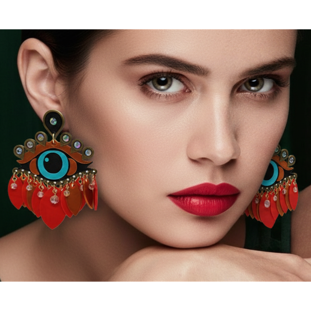 Pendientes Ojo Protector 3D | Joyería Artesanal Sostenible | Estilo Étnico ImpYris