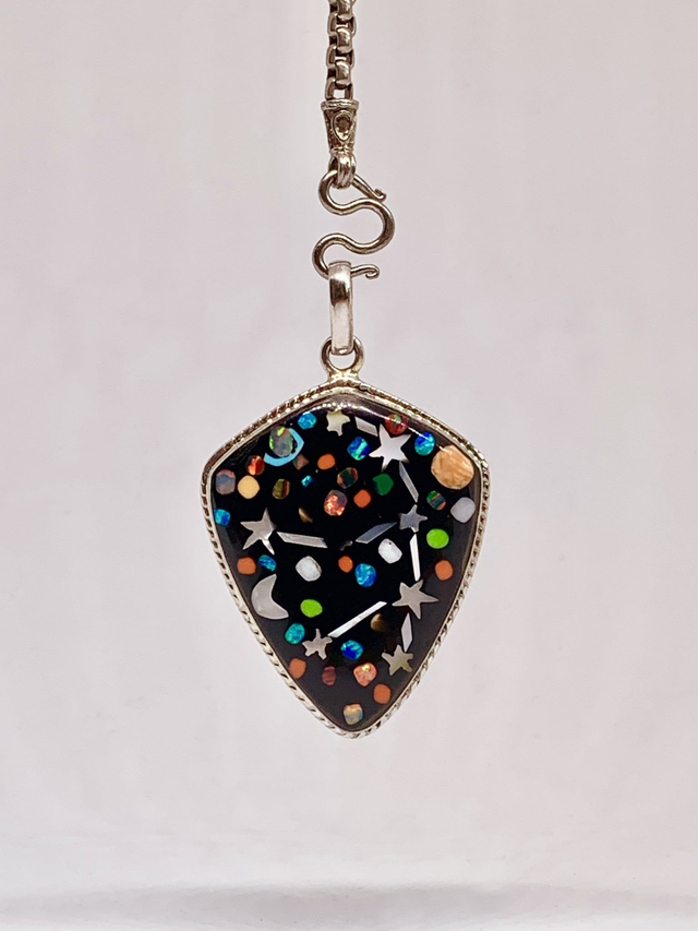Pendentif Galaxy VERSEAU argent massif et pierres naturelles 