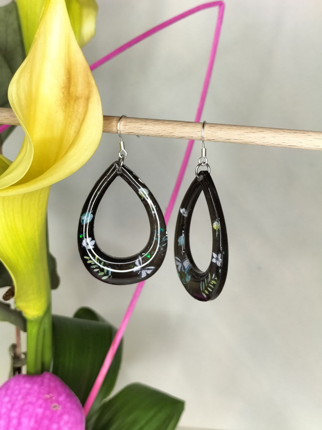 Boucles gouttes ajourées noires