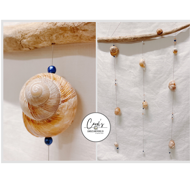 Anhänger Deko Quer - Schneckenhaus Dunkelblau-Rosé