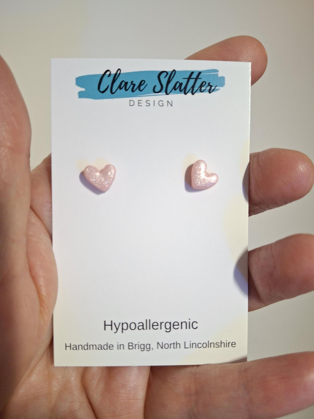 Mini pink pastel heart studs