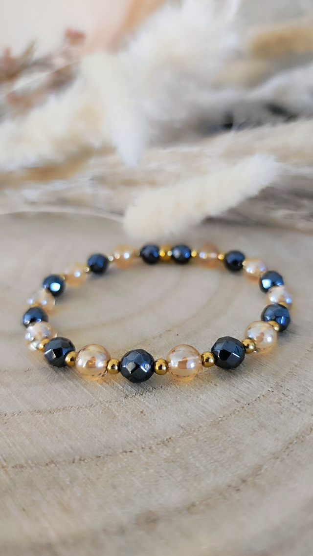 Bracelet "Confiance en soi" Hématite facettée