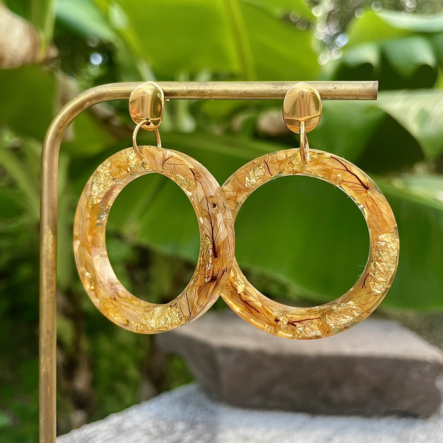 Boucles Evie - jaune pâle et or 