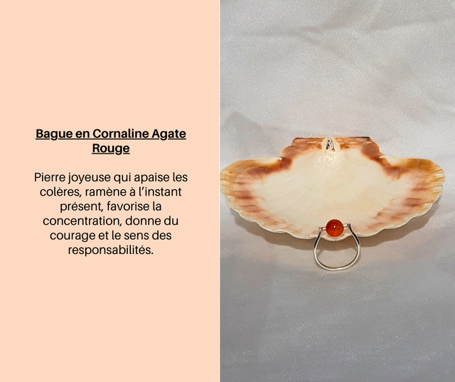 157- Bague en Agate Rouge Cornaline