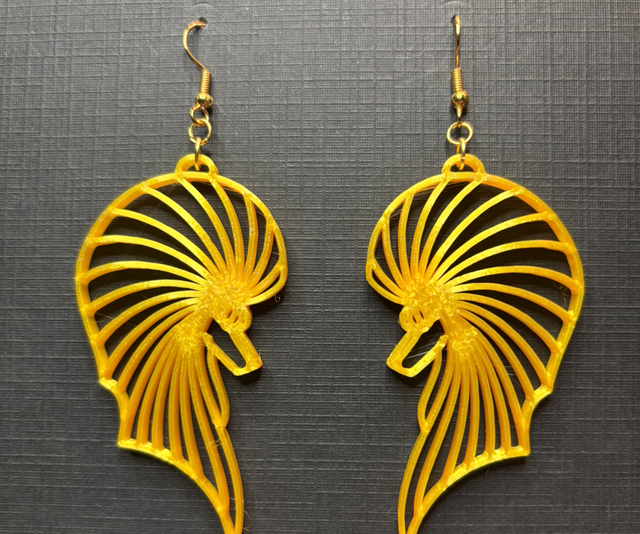 3D - Earrings Poodle Bust Gold Yellow