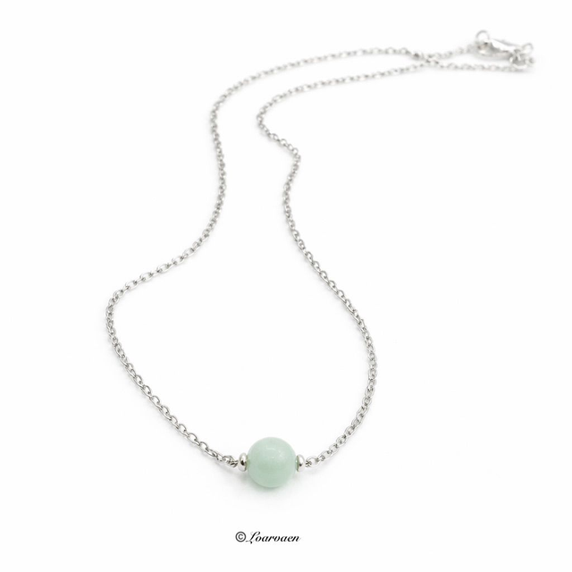 ✨ Collier « Maëna »en amazonite et acier inoxydable argenté ✨