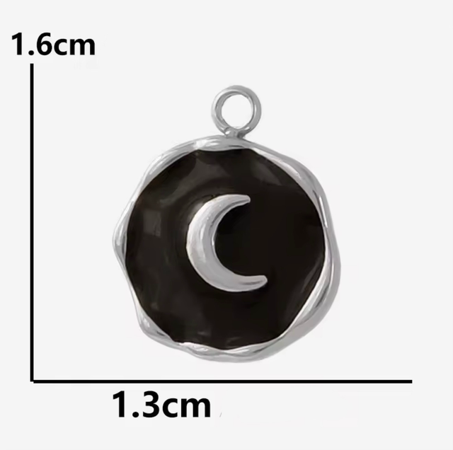 Charm luna smaltata nero