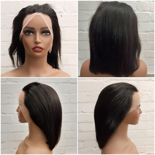 12” Silky Straight Human Hair 13×4 Lace Front Wig – Natural Black