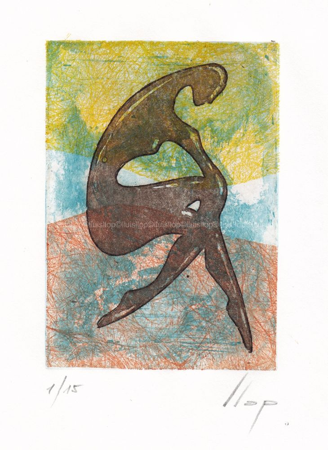 grabado aguafuerte 30x24 - Chica art decó