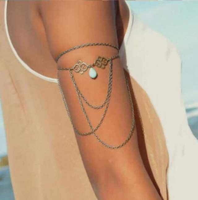 Bracelet de biceps Pierre goutte d'eau Argent
