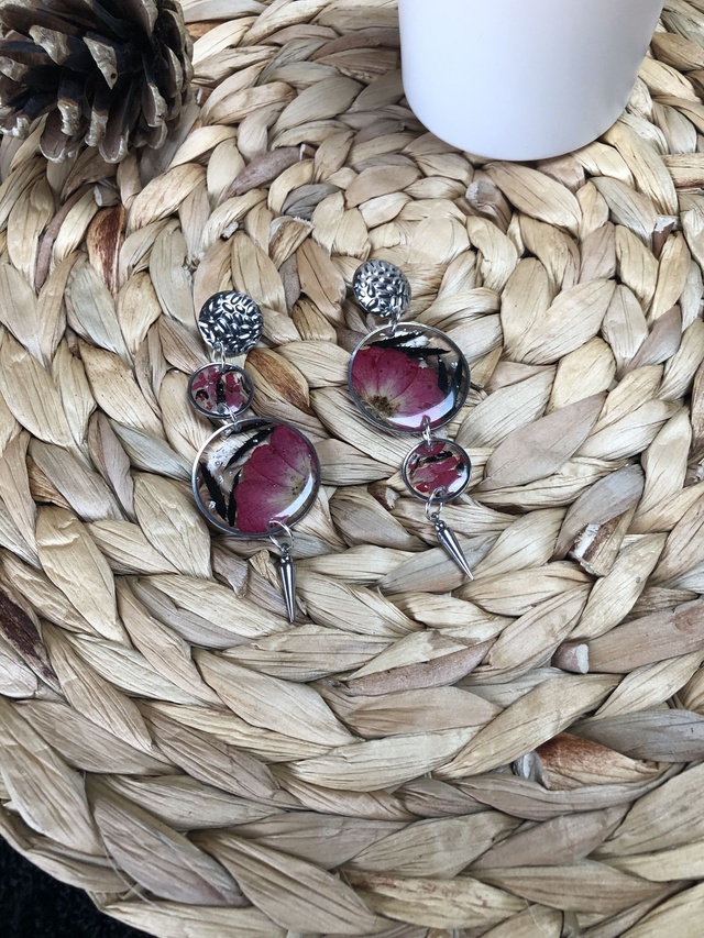 Boucles d'oreilles Shakira - inclusion de fleurs