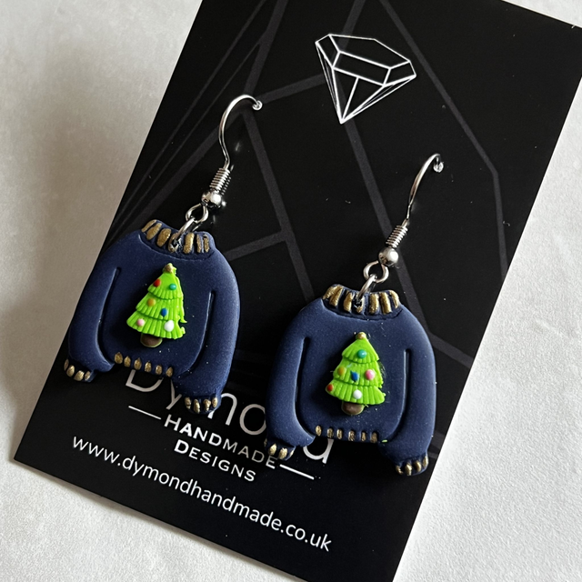 Christmas Jumper Earrings - Christmas Tree