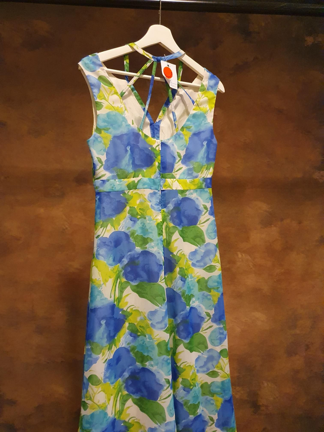 Abendkleid 36 grün blau Blum 
