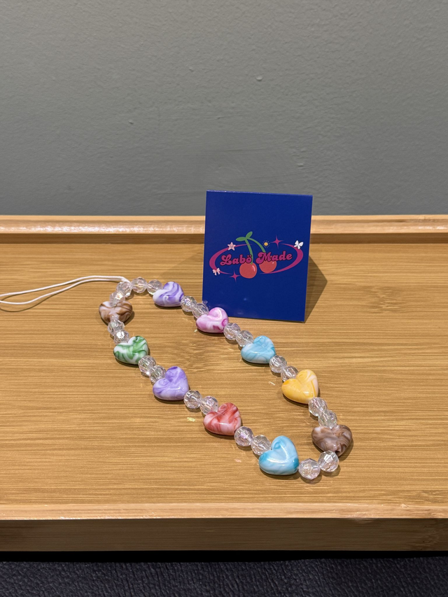 Pastel Stone Heart Charm Strap