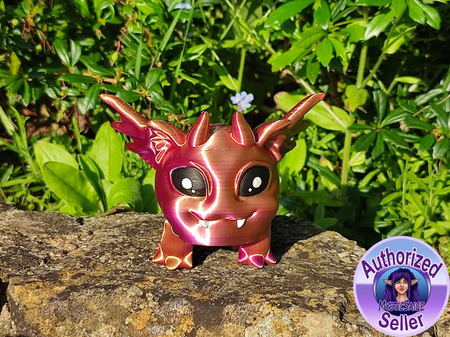 3D Printed Articulated Dragon Puff – Cute Poseable Fantasy Dragon Figurine