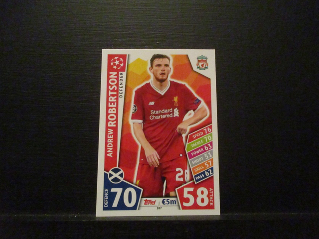 Andrew Robertson - UEFA Champions League Match Attax 2017/18 Original Trading Card #187