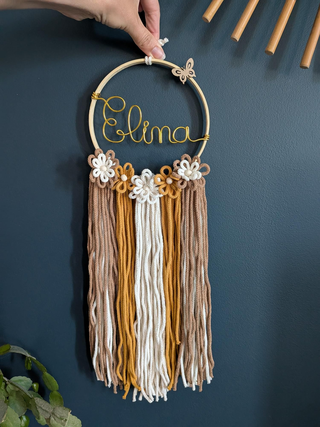 Décoration murale Fleurs &quot;Prénom&quot; personnalisable 