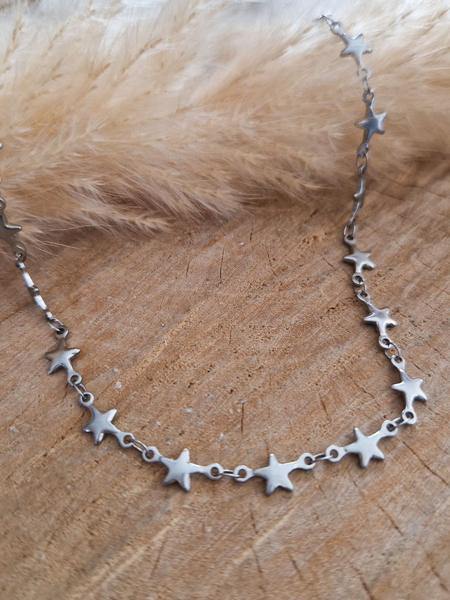 Chaîne de cheville "Etoiles" - Modèle argenté 