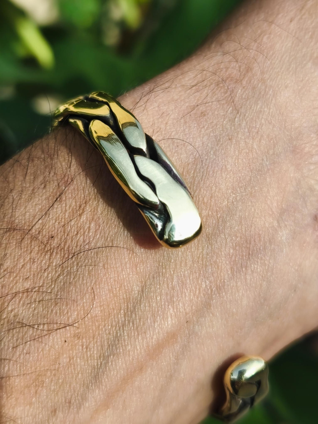 Bracelet Laiton Doré Massif Entrelacé - Fil Épais | Bijou Mixte