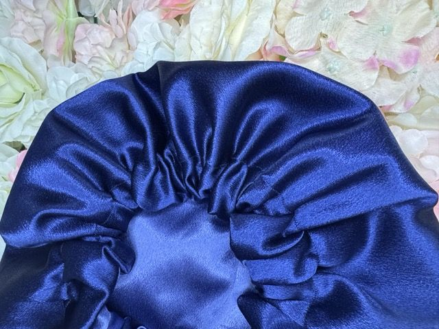 Bonnet en satin américain réversible Bleu Violet | Protection cheveux nuit | Anti-frisottis | Tailles S, M, L | Double face fait main