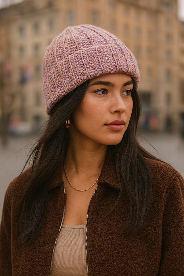 Mirline - Bonnet effet chiné rosé taille unique 
