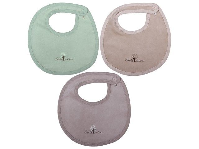 Lot de 3 Bavoirs doubles Coton bio Ambre/Gris/Blanc - Eveil et Nature