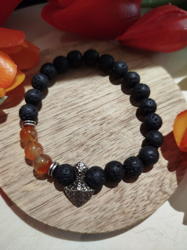 Bracelet Pierre de Lave et Cornaline