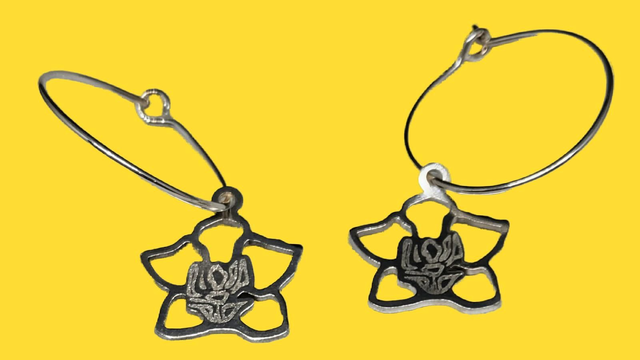 Orchid Sterling silver 20mm wire hoop earrings 