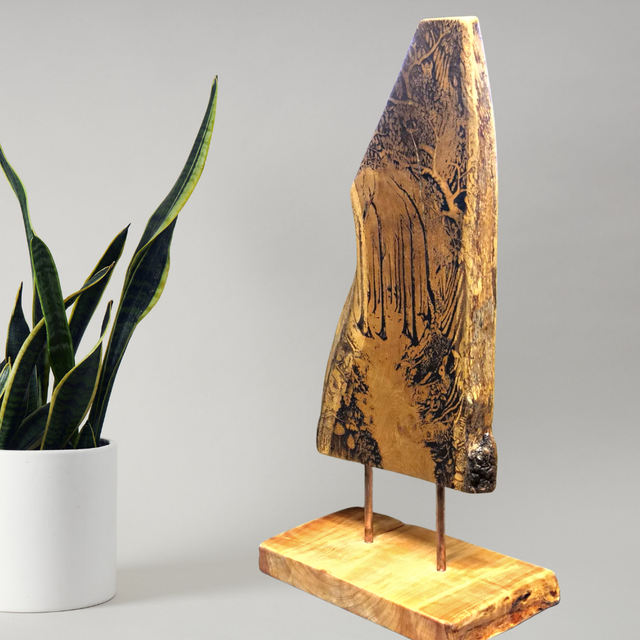 &quot;Enchanted Woodland Scene Meditation&quot; - Wood Art Engraving