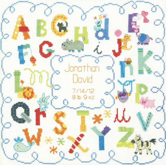 Counted Cross Stitch Kit: Birth Record: Alphabet by Dimensions