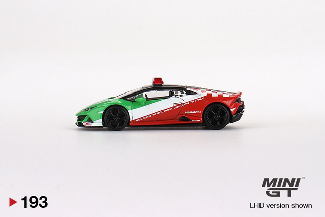 MGT00193 Mini GT 1/64 2020 Lamborghini Huracan Evo Follow Me Car Bologna Airport (LHD)