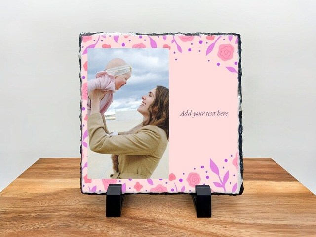 Personalised Slate Tile - Custom Rock Slate - Pink design