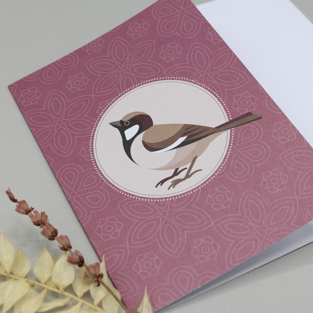 Grußkarte &quot;Spatz&quot; (jeder Anlass)