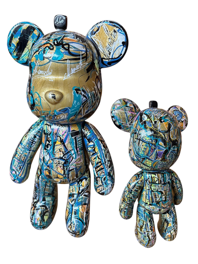 Figurine OURSON  32 cm recyclée par l’art signée LM Art H  